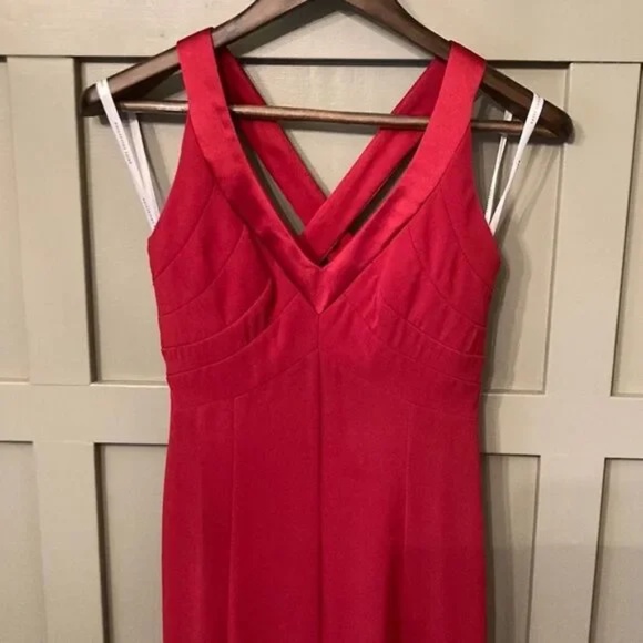 Dessy Collection Claret Cross Back Bridesmaid Cocktail Formal Dress Midi Size 4 - Picture 5 of 9